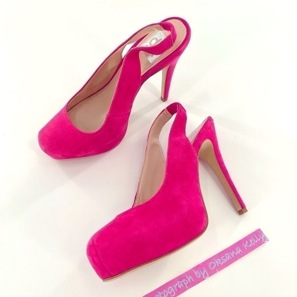 DV Dolce Vita Pink Suede Tie Back Heels Size 5.5 - Picture 1 of 14